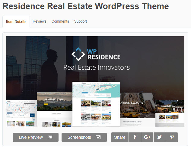 Theme wordpress bất động sản Residence