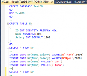Cách tạo cơ sở dữ liệu SQL Server 2012