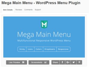Share plugin mega main menu wordpress