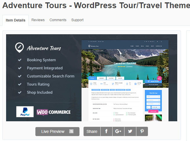 theme wordpress du lịch Adventure Tours