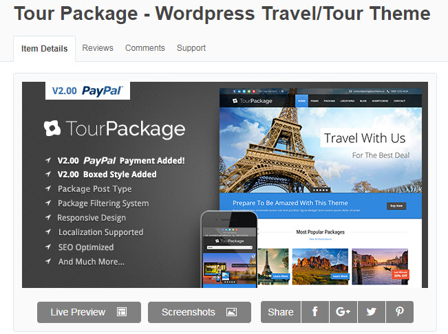 theme wordpress du lịch tour package